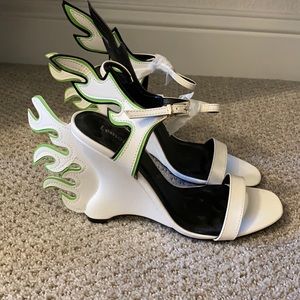 FLAME HEELS - white & green (8.5)
